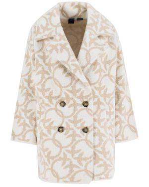 Pinko Double-Breasted Coats - Natural