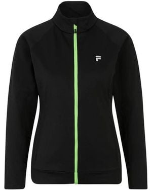 Fila Hoodies & Sweatvesten ,Zwart ,Polyester Polyester Sweatshirt Met Geribbelde Zoom En Manchetten