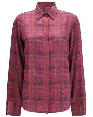 Ermanno Scervino Overhemden ,Roze ,Satijn Crystal Check Satin Shirt - Paars
