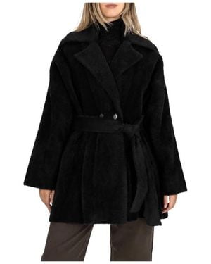 Pinko Jassen ,Zwart ,Leer Bruxelles Belted Coat
