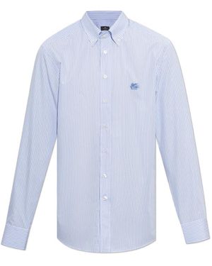 Etro Overhemden ,Blauw ,Katoen Gestreepte Button-Down Overhemd