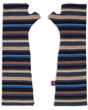 Gallo Blaue fleece-fingerhandschuhe mit mehrfarbigen streifen