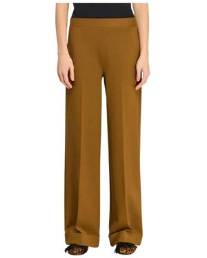 Semicouture Broeken ,Bruin ,Leer Coline Wijde Broek - Naturel