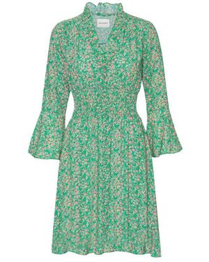 American Dreams Grünes blumen kurzes kleid smock taille