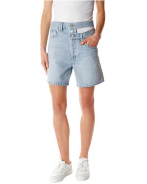 Agolde Asymmetric Denim Shorts - Blauw