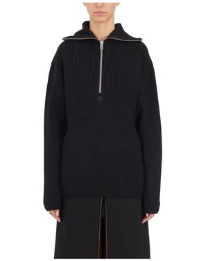 Courreges Woll-ripp-kapuzenpullover - Schwarz
