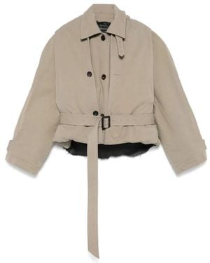 Balenciaga Cotton Hooded Trench Coat - Natural