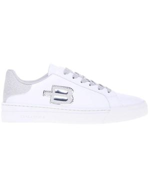 Baldinini Leather And Glitter Trainer - Weiß