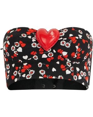 Moschino Tops ,Veelkleurig ,Katoen Bloemen Cropped Top - Rood