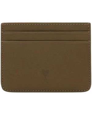 Ami Paris Accessoires ,Bruin ,Leer Kaarthouder - Groen
