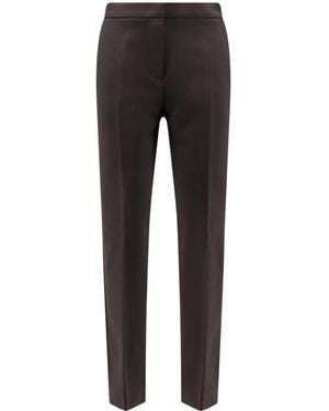 Max Mara Broeken ,Bruin ,Wol Mxmacino Broek Met Logoplaatje - Zwart
