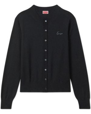 KENZO Truien & Vesten ,Zwart ,Katoen Buttoned Crewneck Cardigan