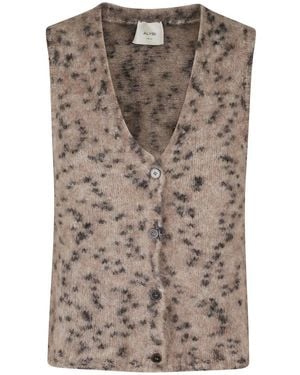 Alysi Jassen ,Bruin ,Wol Gilet Sprinkle Knit