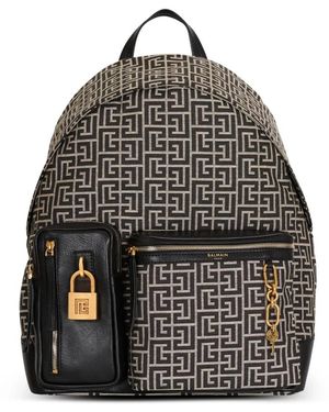 Balmain Pulse Monogramm Jacquard Rucksack - Schwarz
