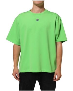 Dolce & Gabbana Logo Crew Neck Short Sleeves T-Shirt 16+Pa - Green