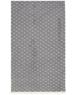 ARMANI EXCHANGE Accessoires ,Grijs ,Polyester Jacquard Viscose Sjaal Met Logo En Franjes