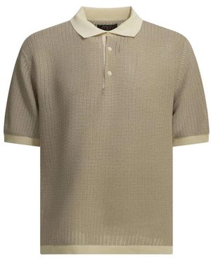 Beams Plus Strick-Poloshirt Mit Strukturmuster - Natur