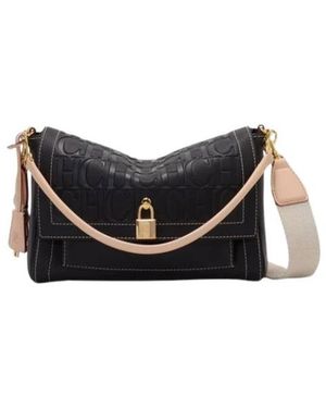 Carolina Herrera Tassen ,Zwart ,Leer Andy Locked Multipocket Messenger