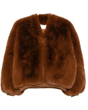 Frankie Shop Senna Faux Fur Collarless Jacket - Bruin