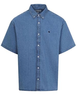Carhartt Overhemden ,Blauw ,Short Sleeve Shirts