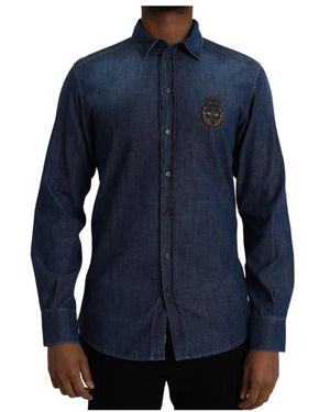 Dolce & Gabbana Bienenstickerei Denim Hemd - Blau