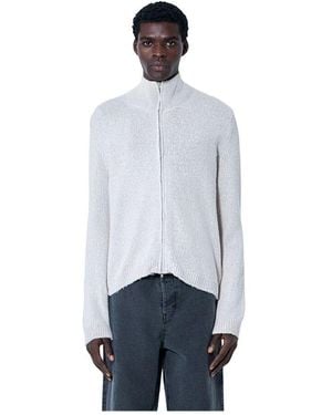 Our Legacy Seiden Zip-Up Cardigan Trichter Top - Weiß