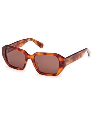 MAX&Co. Bruine Lens Vierkante Zonnebril Blonde Havana - Rood