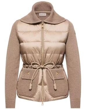 Moncler Gewatteerde Cardigan Met Trekkoord Taille - Naturel