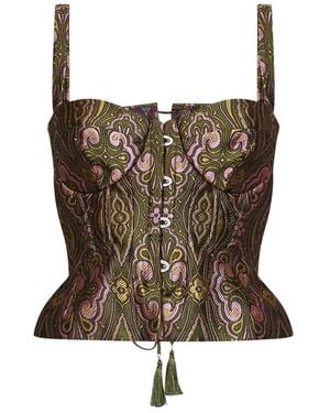Etro Jacquard Korsett-Oberteil - Braun
