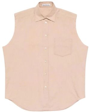 Acne Studios Overhemden ,Roze ,Katoen Mouwloze Zijden Blouse - Naturel