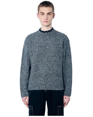 Nomarythm Textile Truien & Vesten ,Grijs ,Wol Wollen Trui Met Opstaande Kraag - Blauw