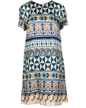 La DoubleJ Seidenkleid Mit Reißverschlusstaschen - Blau