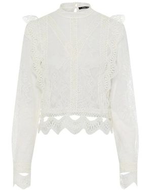 MARC AUREL Elegante Spitzenbluse Im Boho-Stil - Weiß