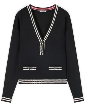 mötivi Pullover Mit Kontrastbesatz - Schwarz