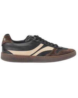 Iceberg Schoenen ,Veelkleurig ,Leer Low-Top Colour-Block Sneakers - Zwart