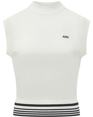 Autry Gebreide Viscose Top - Wit