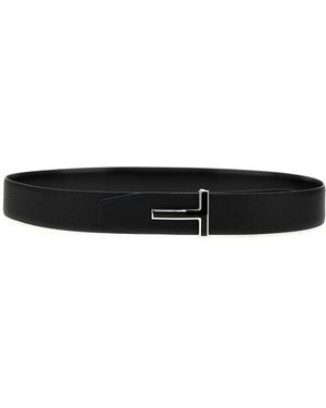 Tom Ford Logo Ledergürtel - Schwarz