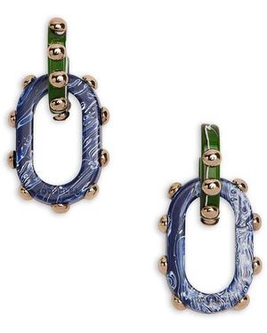 La DoubleJ Accessoires ,Groen ,Polyester Nefertiti Double Oorbellen - Blauw