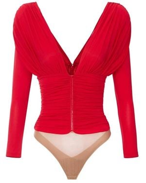 Elisabetta Franchi Tops ,Rood ,Lichtgewicht Crêpe Jersey Bodysuit