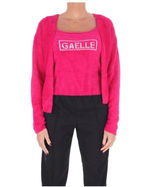 Gaelle Paris Truien & Vesten ,Roze ,Nylon Cropped Cardigan En Tank Set