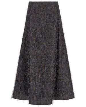 Peserico Rokken ,Blauw ,Frayed Metallic A-Line Midi Rok - Grijs