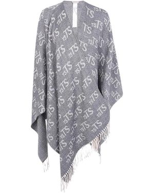 Twinset Jassen ,Grijs ,Jacq Chevronne Poncho