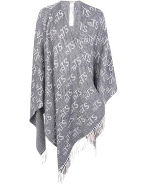 Twinset Jassen ,Grijs ,Jacq Chevronne Poncho