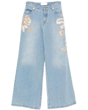 Ermanno Scervino Flare Jeans Met Bloemenborduursel - Blauw