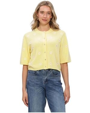 Object Objthess 3/4 Sleeve Cardigan - Geel