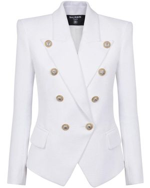 Balmain Jassen ,Wit ,Leer 8-Button Jacket