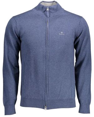 GANT Blauwe Katoenen Trui Vest Hoge Hals