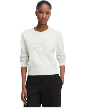 Calvin Klein Ronde Hals Gebreid - Wit