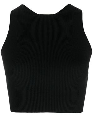 Aeron Zwarte Geribbelde Tanktop Met Uitsnijding