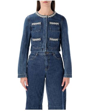 Self-Portrait Denim Jackets - Bleu